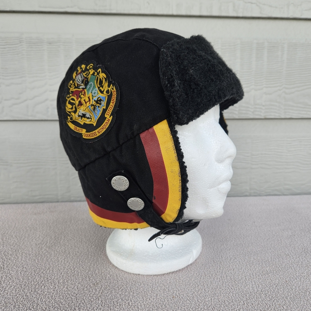 Harry Potter Fleece Bomber Trapper Style Winter Hat Buckle Ear Flaps Black OS